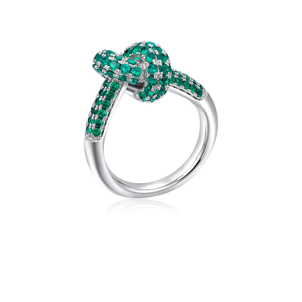 Bague Nœud Zircon en Acier Inoxydable Plaqué Or 18K — Bijou Femme, 4 Coloris, Tailles 6-8