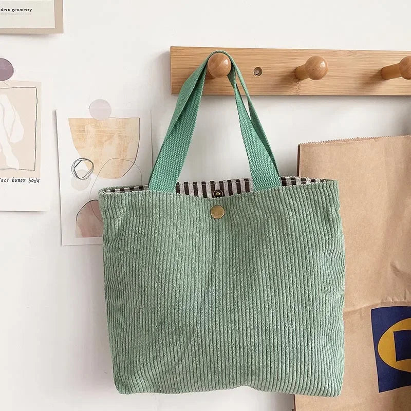 Mini Sac Velours Côtelé — Tote Bag Casual Réutilisable Femme 7 Coloris