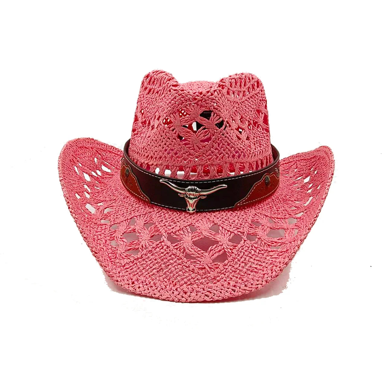 Chapeau de Cowboy Tendance Ajouré — Fait Main en Paille, Style Boho Plage Unisexe