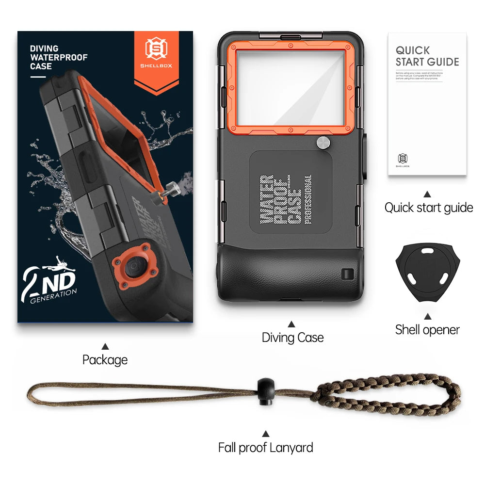 Étui Étanche Shellbox IP68 Multicolore 6,9" — 15m/50ft, Photo Plongée Professionnelle