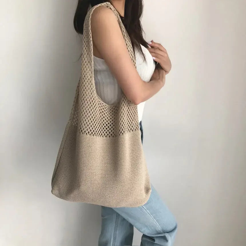 Sac Tressé de Plage Grande Capacité — Cabas Femme Été