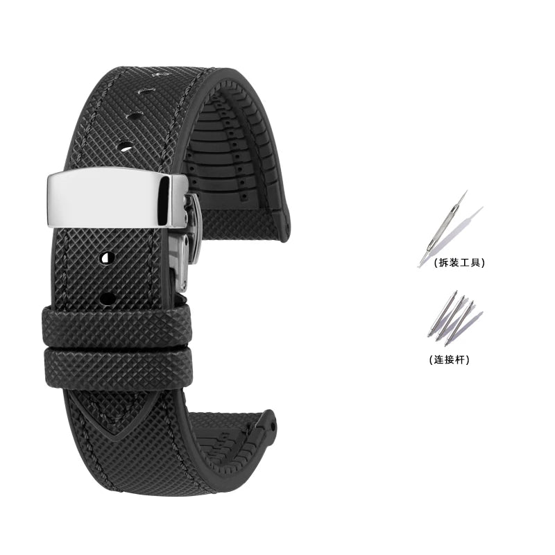 Bracelet de Montre en Caoutchouc – Compatible TAG Heuer F1 / Gulf / Aquaracer / Monaco – 20 à 24mm