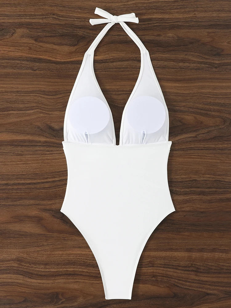 Maillot Une Pièce Halter Col V 2026 — Monokini Tendance Femme