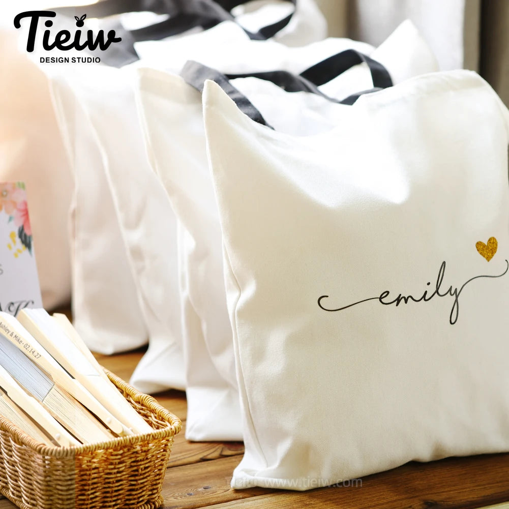 Tote Bag Personnalisé Prénom & Cœur — Sac Canvas Éco-Responsable Cadeau Mariage & Anniversaire