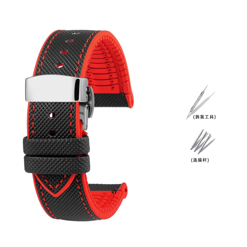 Bracelet de Montre en Caoutchouc – Compatible TAG Heuer F1 / Gulf / Aquaracer / Monaco – 20 à 24mm