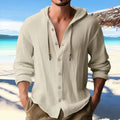 Chemise en Lin Homme à Capuche – Manches Longues, Style Streetwear
