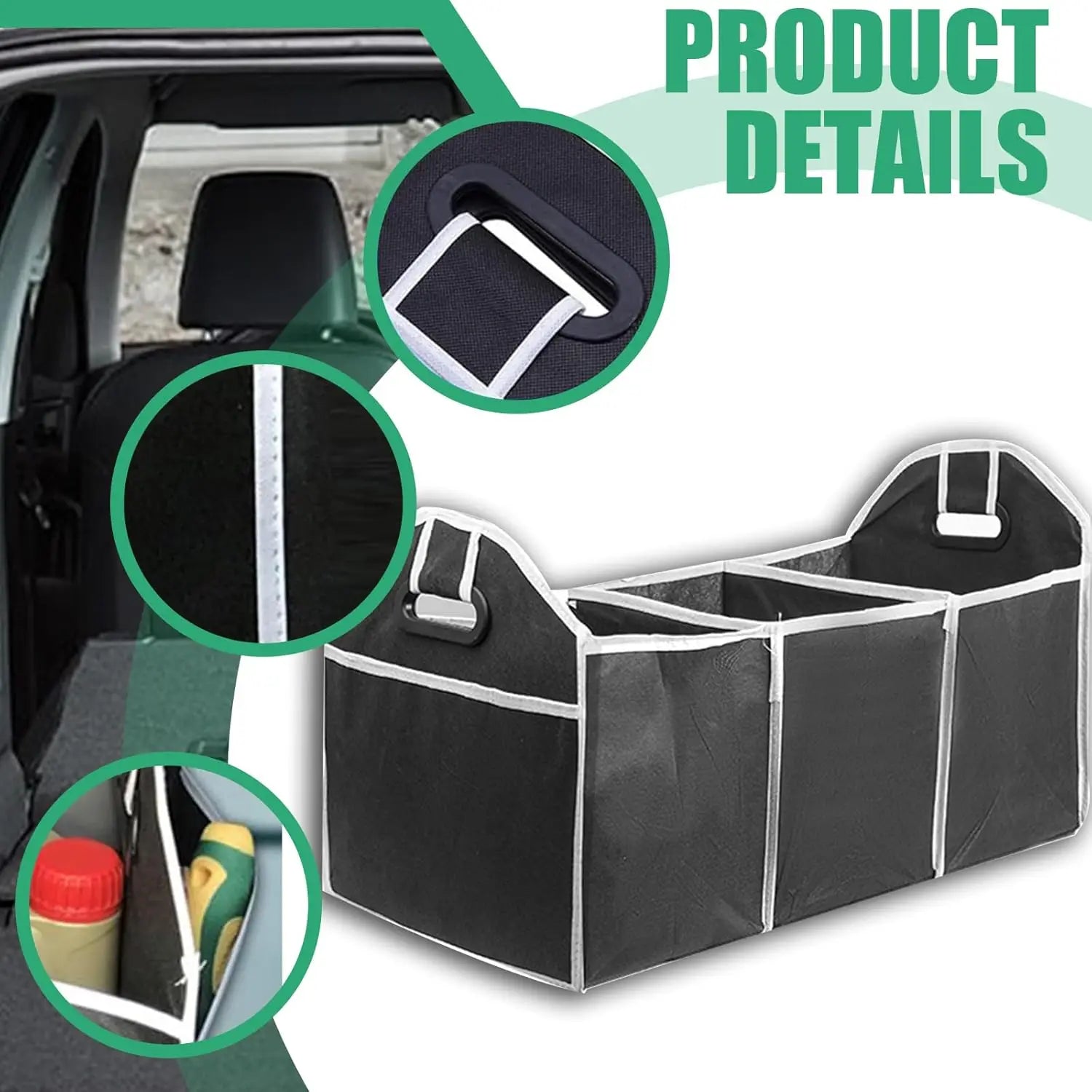 Organisateur de Coffre Pliable 3 Compartiments — Sac de Rangement Voiture