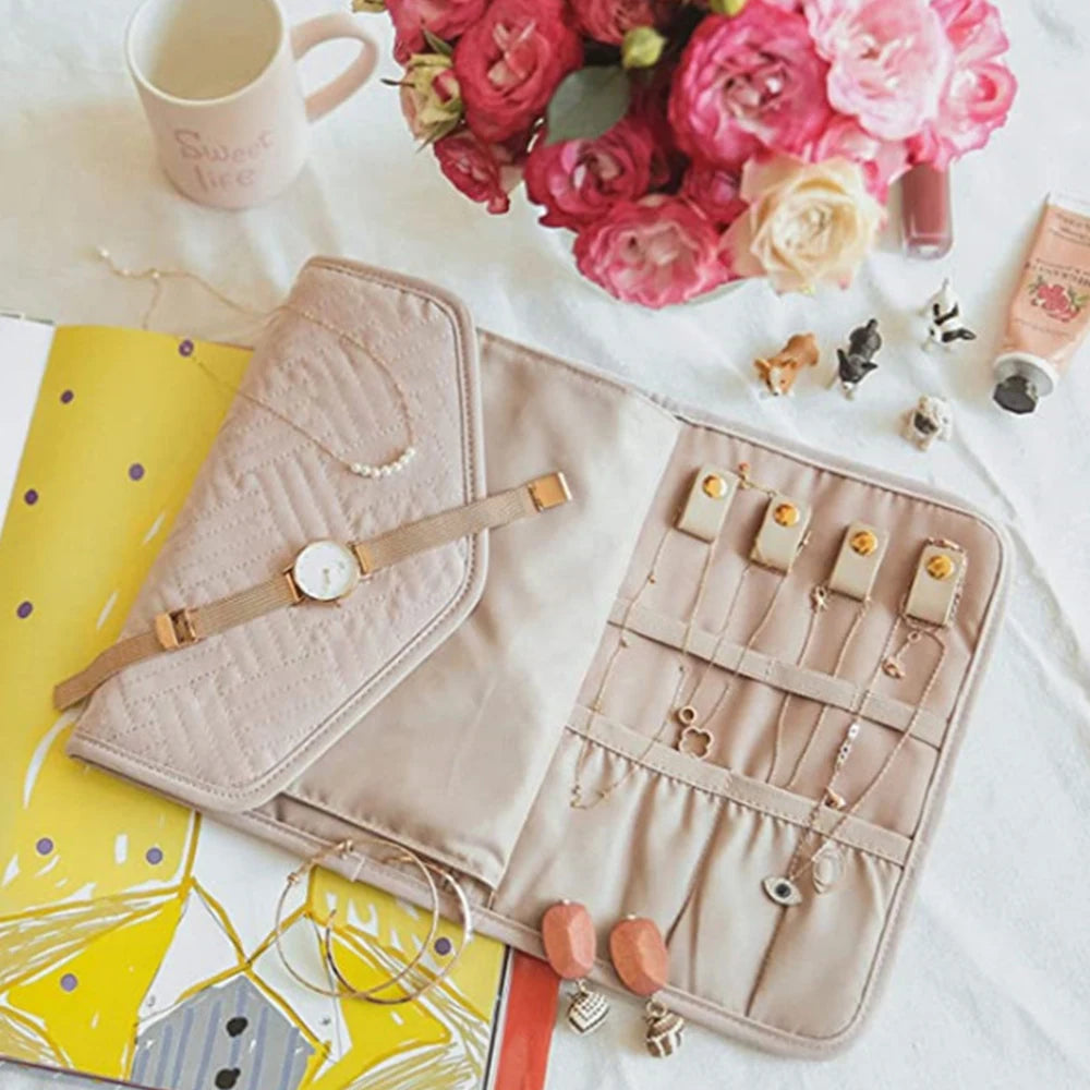 Organiseur Bijoux Voyage Pliable — 5 Compartiments