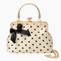 Pochette À Pois Kiss Lock — Sac Soirée Anse Métal Nœud Femme Élégante