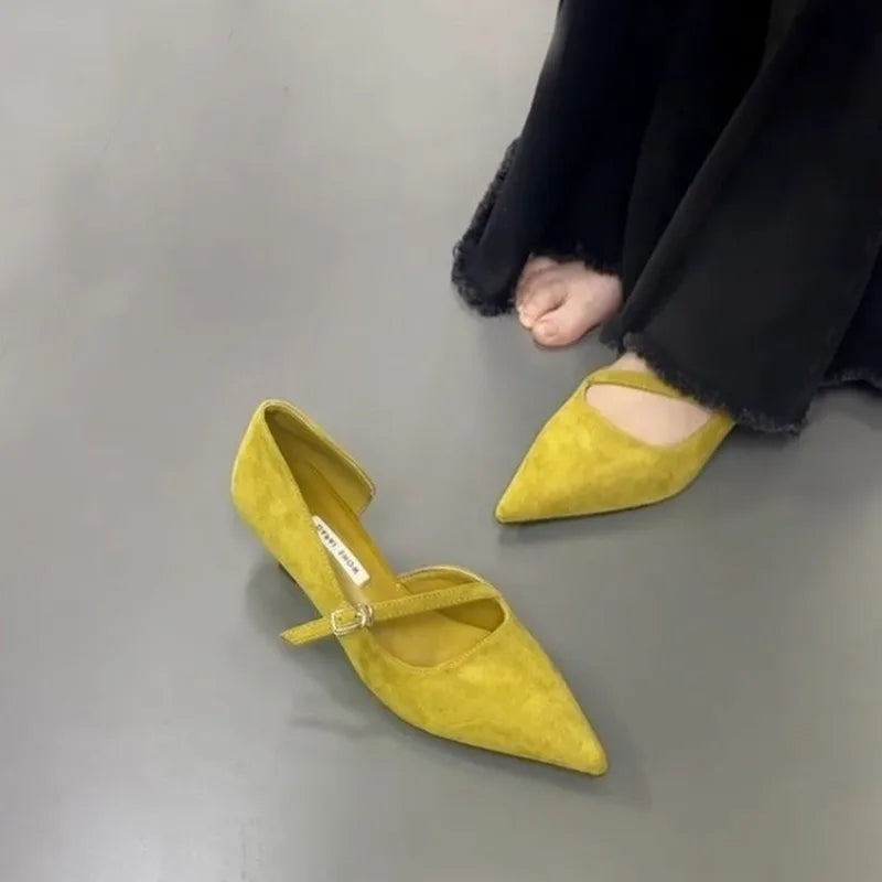 Escarpins Rétro Bout Pointu Femme — Slip-On Talon Bas Été 2026