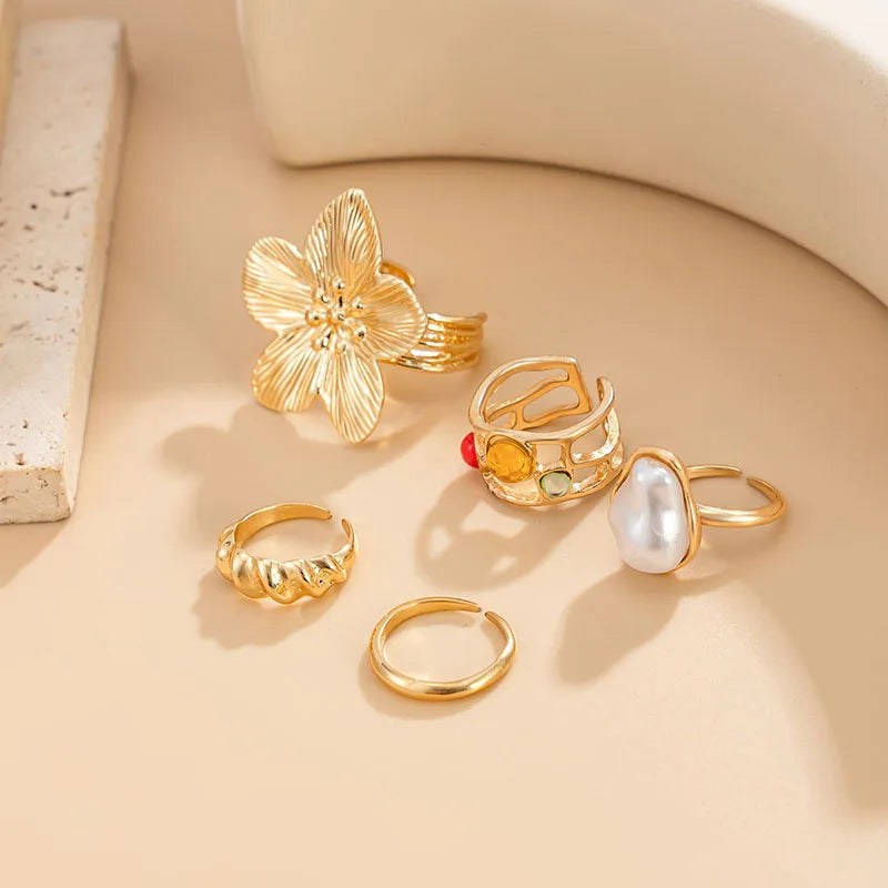 Bague d'Orteil Fleur Perle & Strass — Style Punk Vintage Bijou Plage