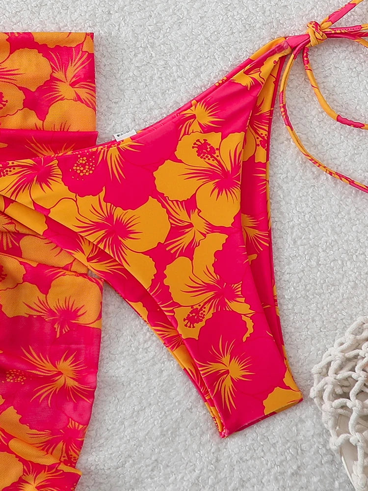 Ensemble Bikini 3 Pièces Triangle + Robe de Plage 2026 — Cover-Up Femme