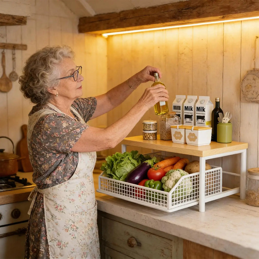Étagère Cuisine 2 Niveaux – Organiseur Vertical Multifonction