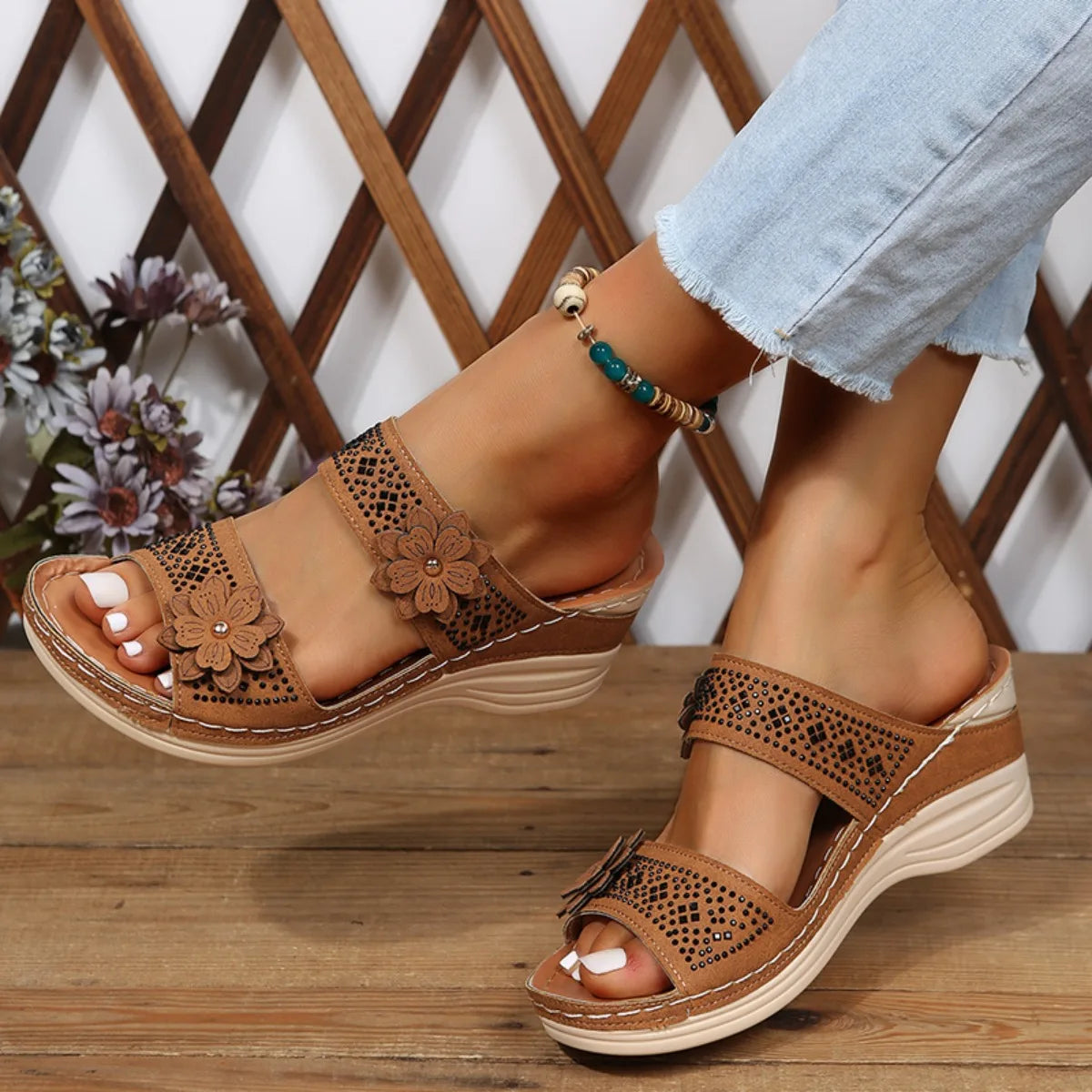 Sandales Compensées Orthopédiques Femme — Confort & Style Rétro Été