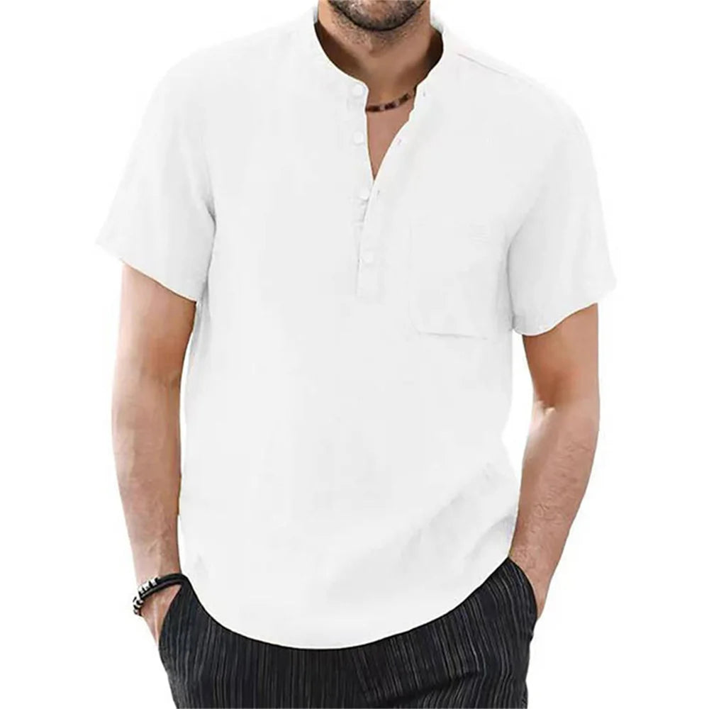 T-shirt Homme Coton Lin — Manches Courtes Été