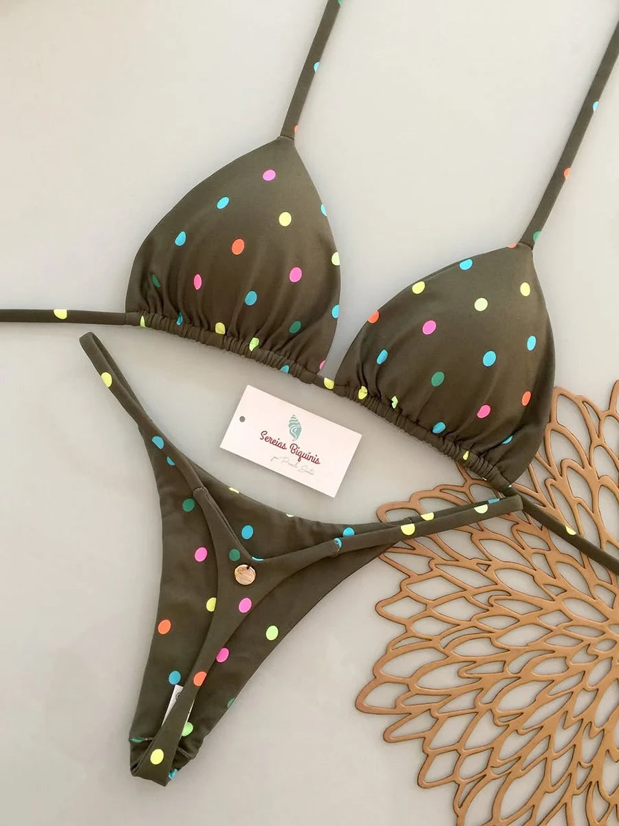 Bikini Brésilien Lacé Imprimé 2026 — Micro Swimwear Dos Nu Femme