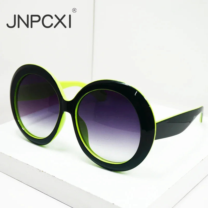 Lunettes de Soleil Rondes Oversize — Grande Monture Acétate, UV400, Style Luxe Unisexe, 9 Coloris