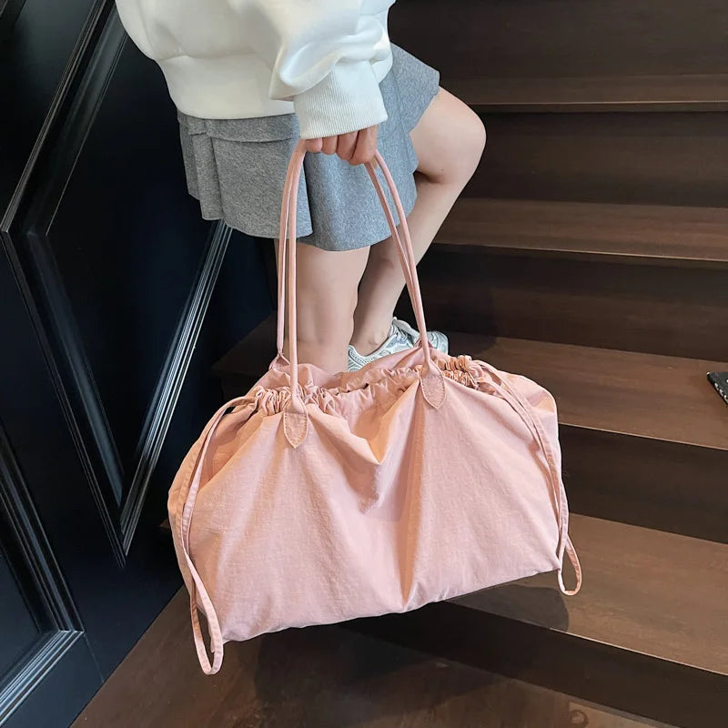 Grand Sac Seau Nylon Cordon — Tote Bag Léger Grande Capacité Femme