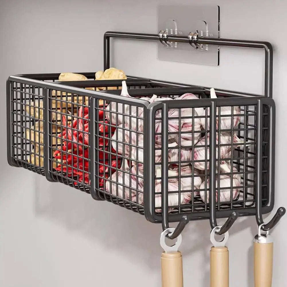 Panier Mural Cuisine en Fer – Rangement Épices & Légumes, 3 Formats