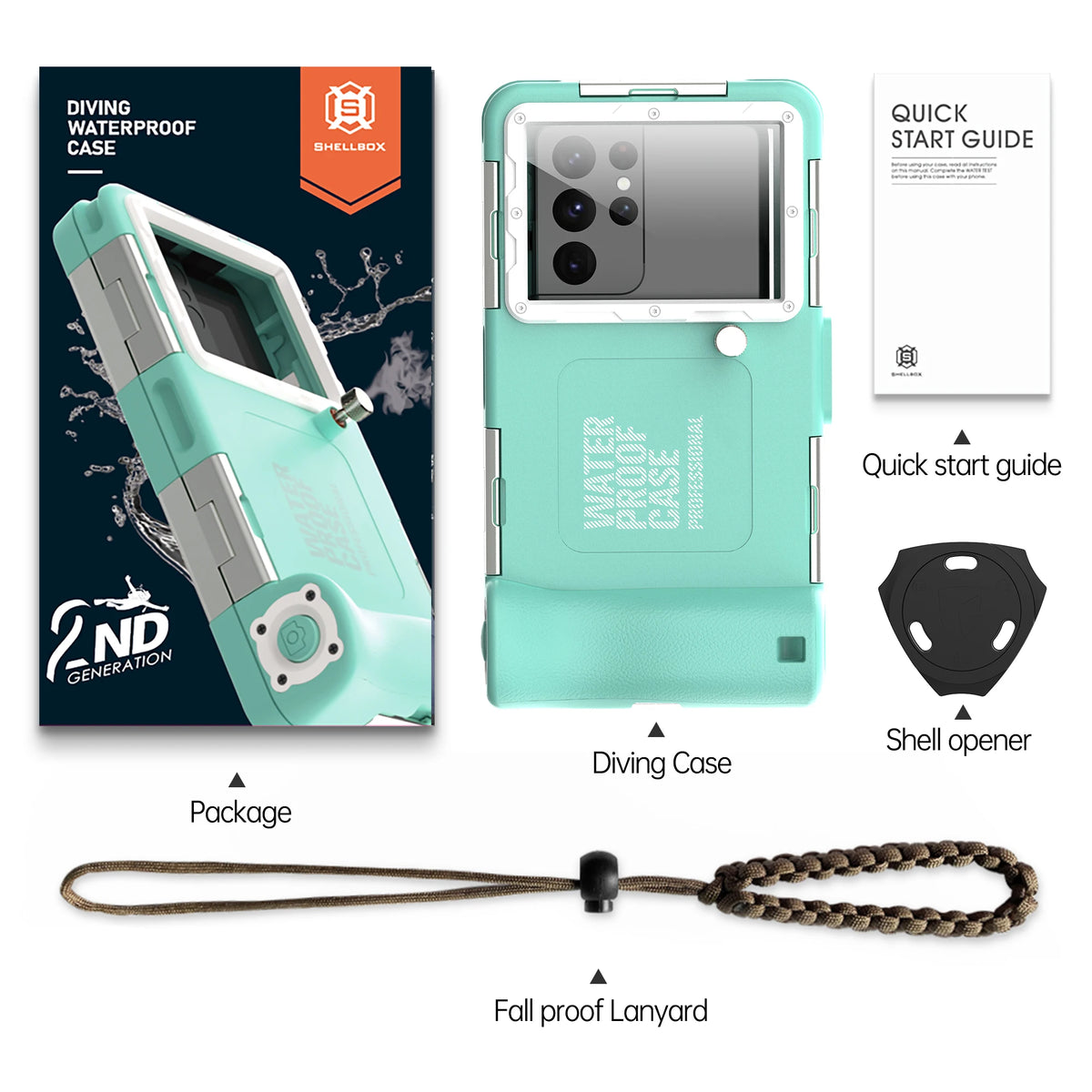 Étui Étanche Shellbox IP68 Multicolore 6,9" — 15m/50ft, Photo Plongée Professionnelle