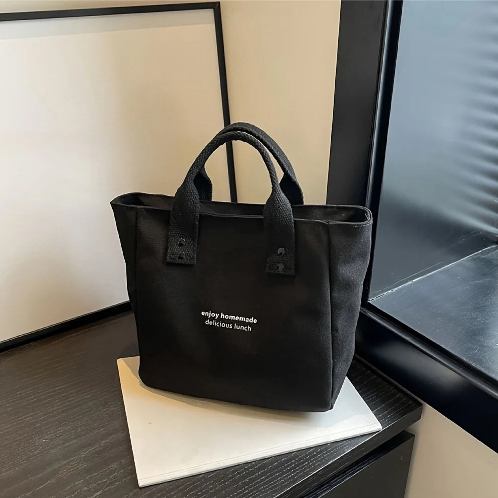 Tote Bag Canvas Classique Couleur Unie — Sac Épaule Femme Bureau Quotidien
