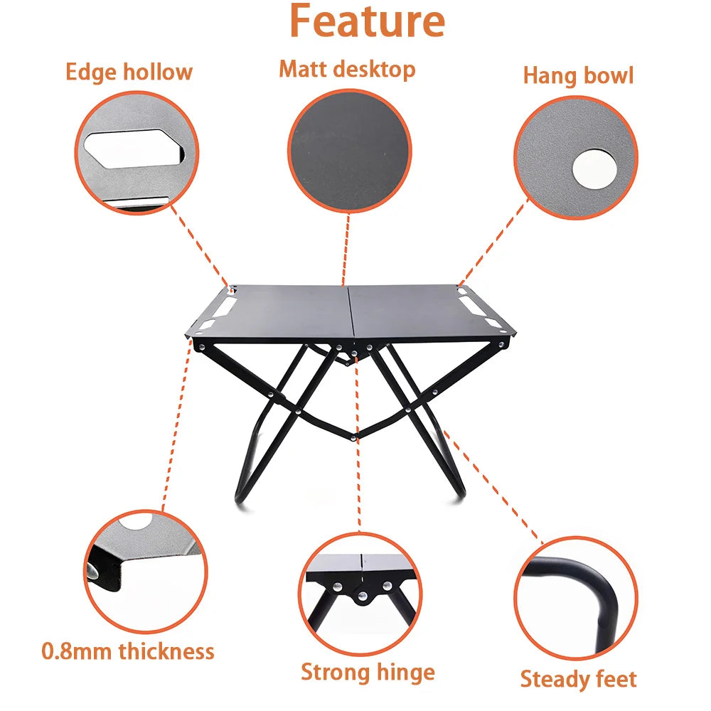 Table de Pique-Nique Pliable IGT — Table de Camping & Plage en Acier Carbone
