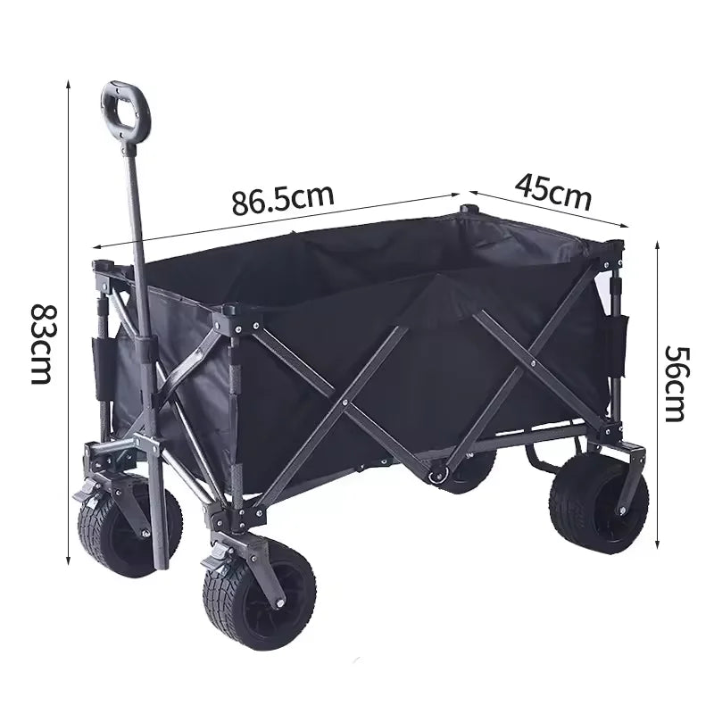 Chariot de Jardin Pliable en Métal — Wagon Multifonction Plage, Camping & Jardin