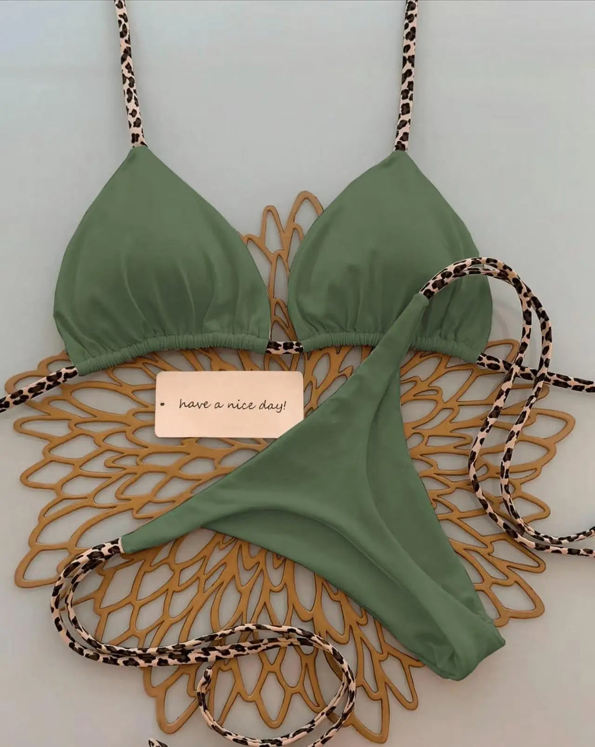 Bikini Bandeau Couleur Unie Tanga — Maillot 2 Pièces Femme Été