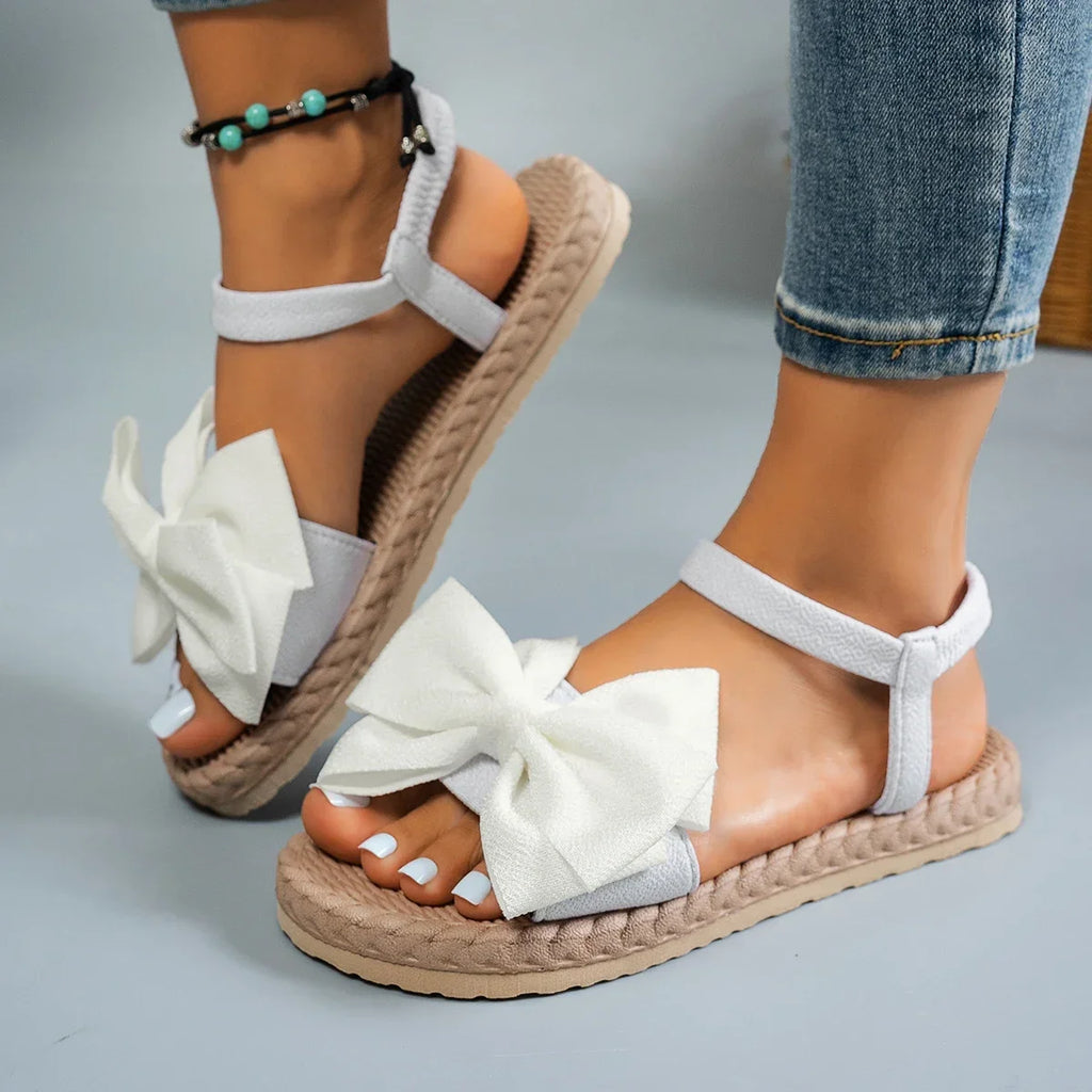 Sandales Plates Nœud Papillon Femme 2025 — Légères & Confortables Été