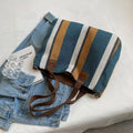 Tote Bag Canvas Rayé Grande Capacité — Sac Bandoulière Casual Unisexe