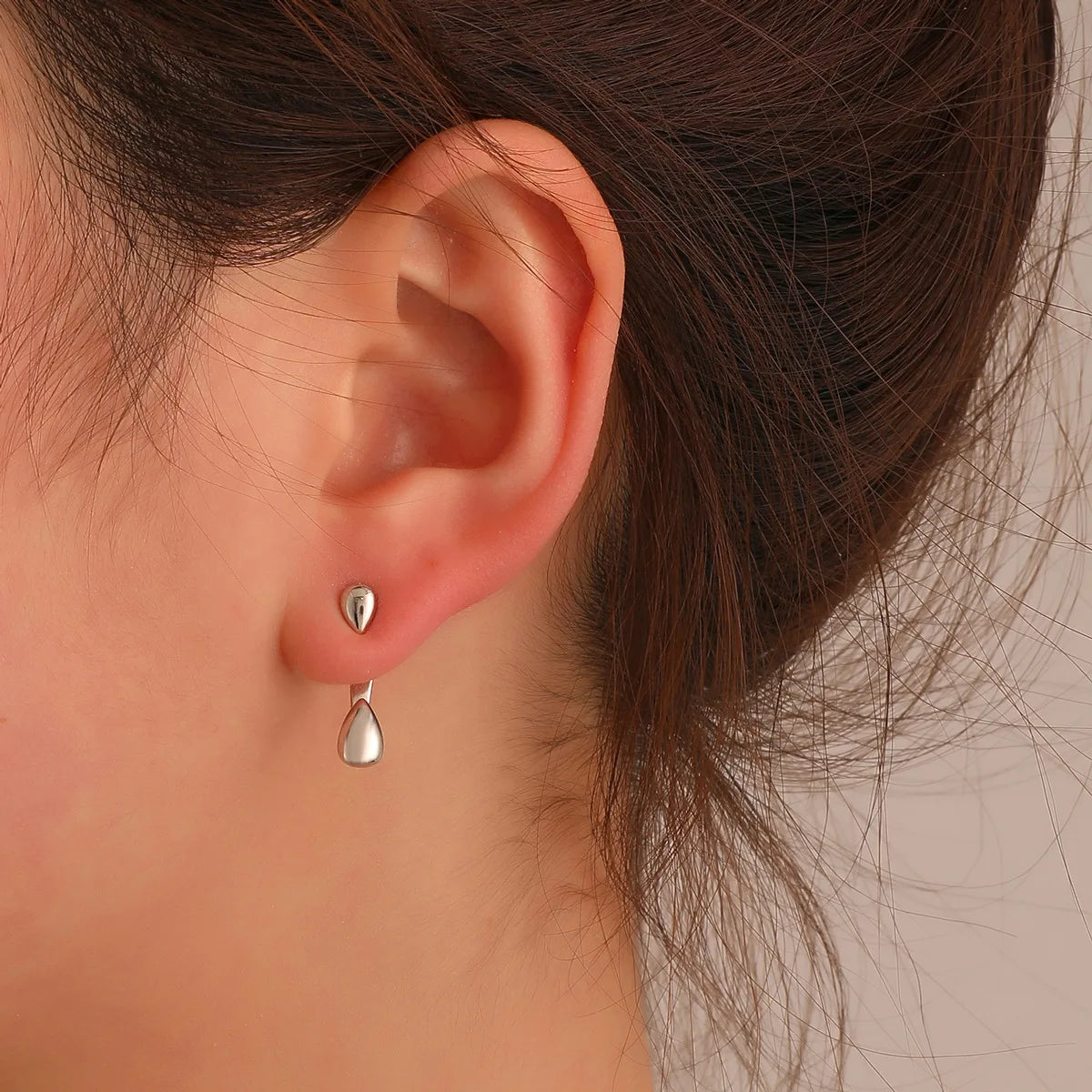 Boucles d'Oreilles Géométriques Carrées — Puces Triangles Détachables Acier Femme
