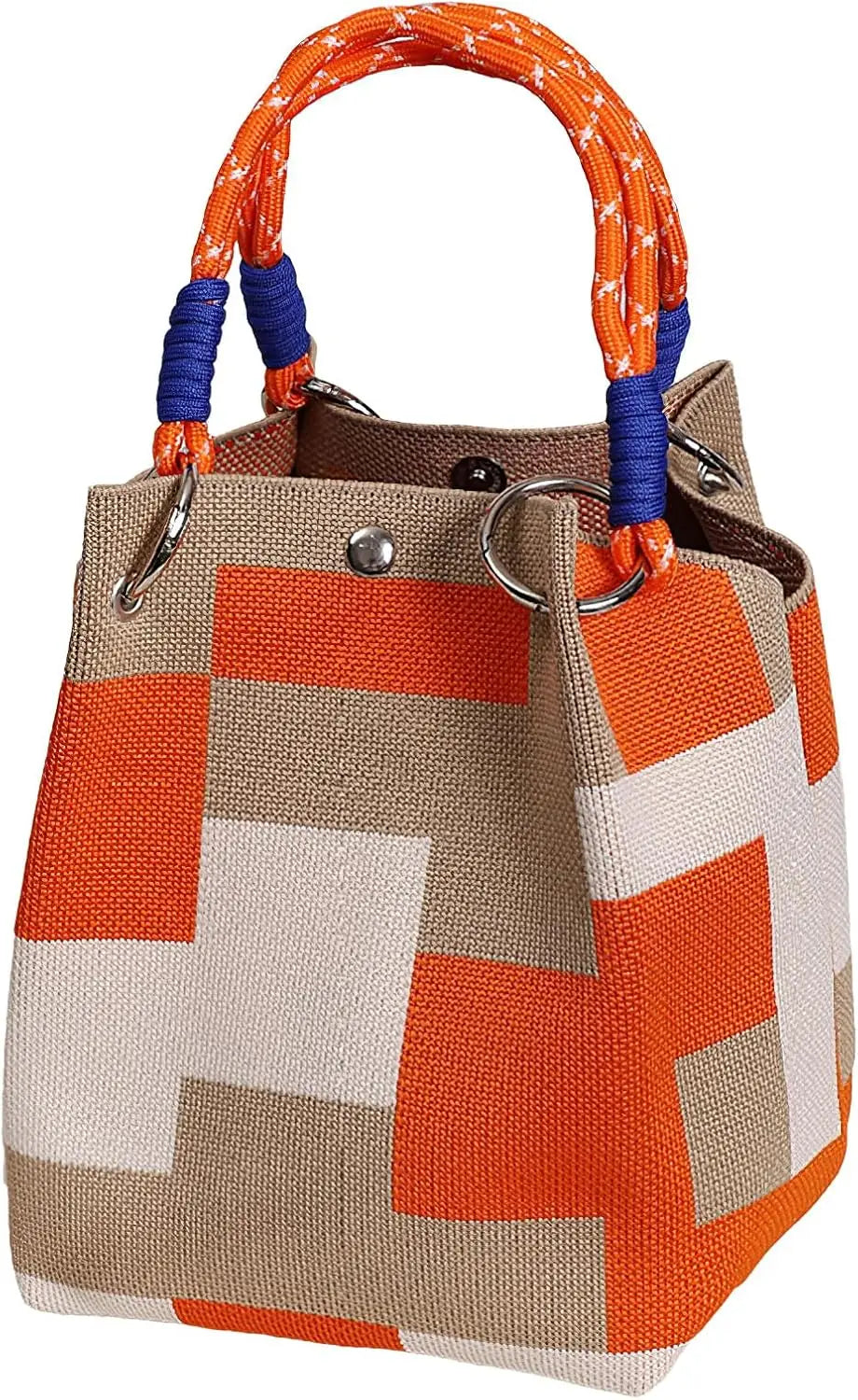 Mini Sac Seau Tricoté — Pochette Femme Motifs Géométriques Bohème