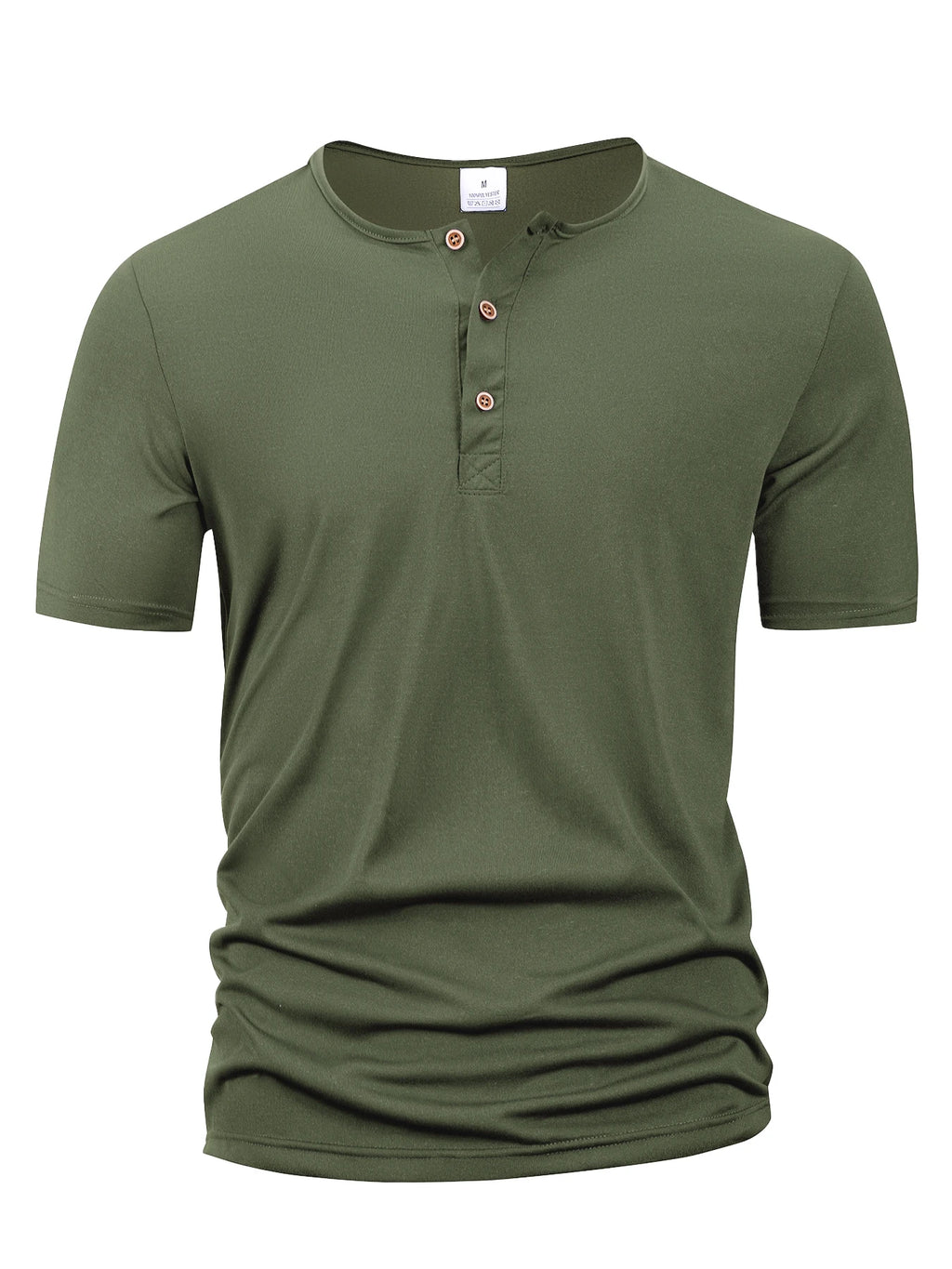 T-Shirt Homme Col Henley Boutonné — Respirant Séchage Rapide