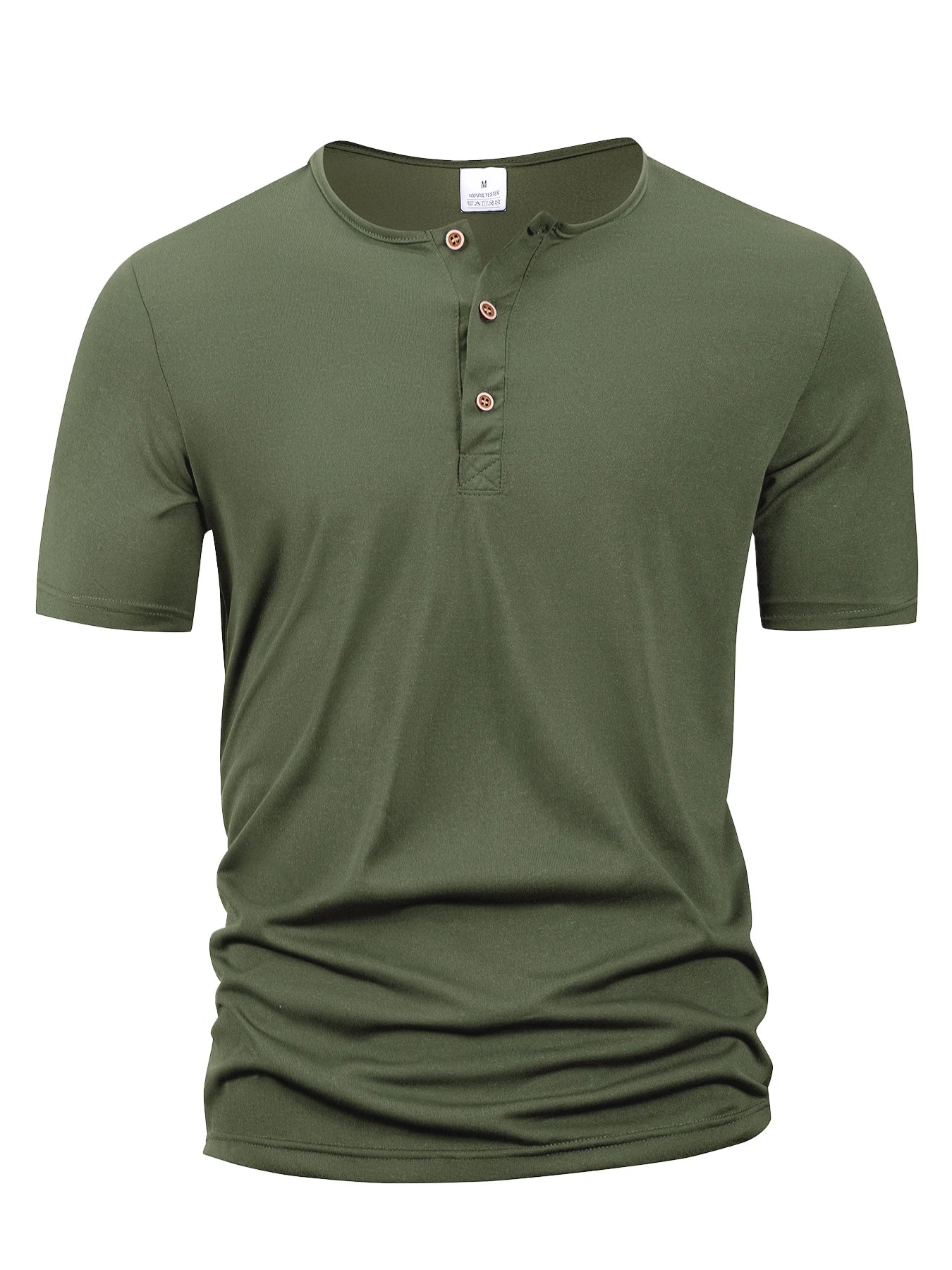 T-Shirt Homme Col Henley Boutonné — Respirant Séchage Rapide