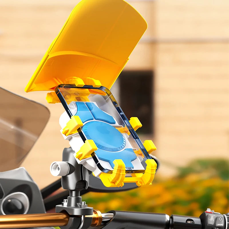Support Téléphone Moto & Vélo avec Pare-Soleil — Anti-Éblouissement, Anti-Pluie, Antichoc