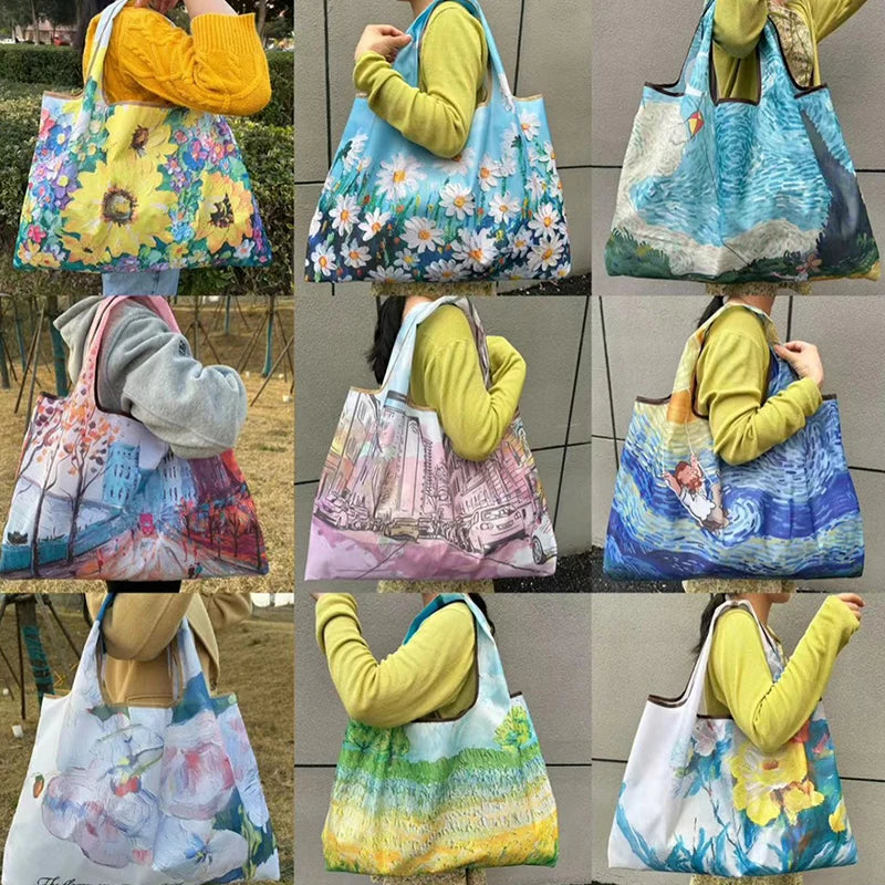 Sac Shopping Pliable Réutilisable — Tote Bag Nylon Portable Femme