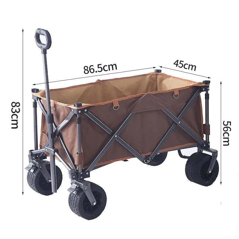 Chariot de Jardin Pliable en Métal — Wagon Multifonction Plage, Camping & Jardin
