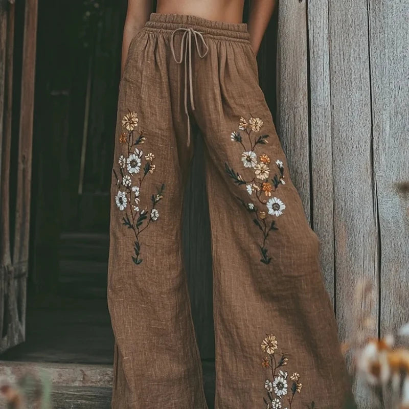 Pantalon Large Femme Imprimé Chat 3D — Coupe Droite Casual Toutes Saisons