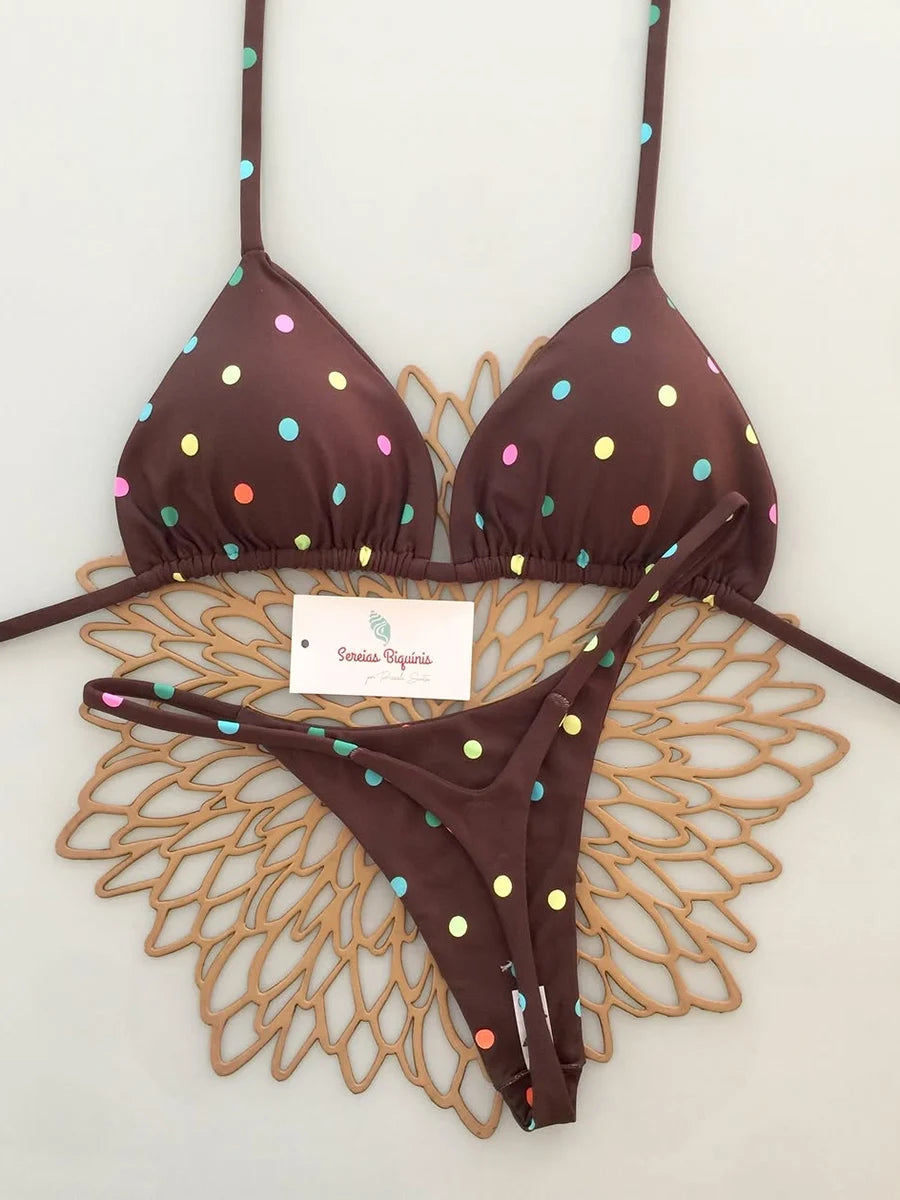 Bikini Brésilien Lacé Imprimé 2026 — Micro Swimwear Dos Nu Femme