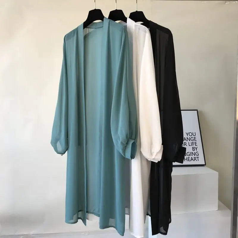 Paréo Cardigan Chiffon Femme — Cover-Up Plage Style Coréen, Anti-UV & Léger