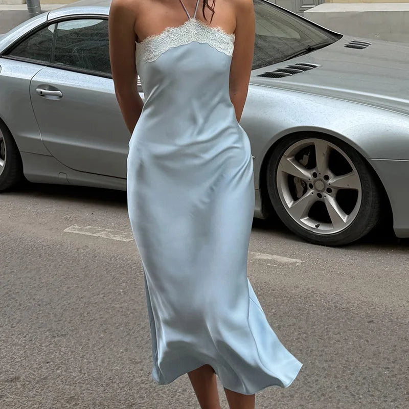 Robe Bodycon Midi Dentelle Col Monté — Robe Moulante Élégante Femme