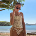 Bikini 2 Pièces À Pois Halter Crop Top — Maillot de Bain Sexy Femme Plage