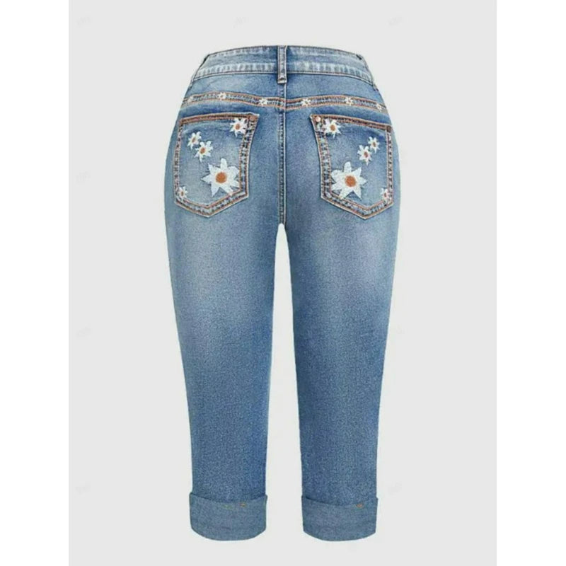 Jean Capri Taille Haute Femme – Coupe Slim Denim Style Rétro