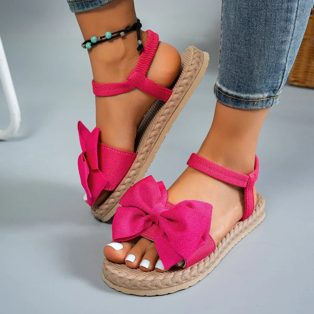 Sandales Plates Nœud Papillon Femme 2025 — Légères & Confortables Été