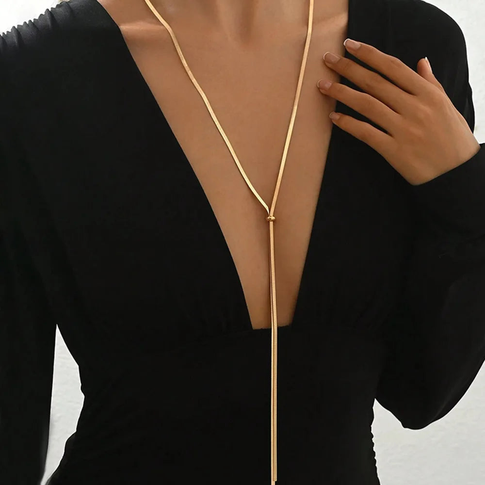 Collier Chaîne Serpent Acier Inoxydable Long — Bijou Femme Superposable