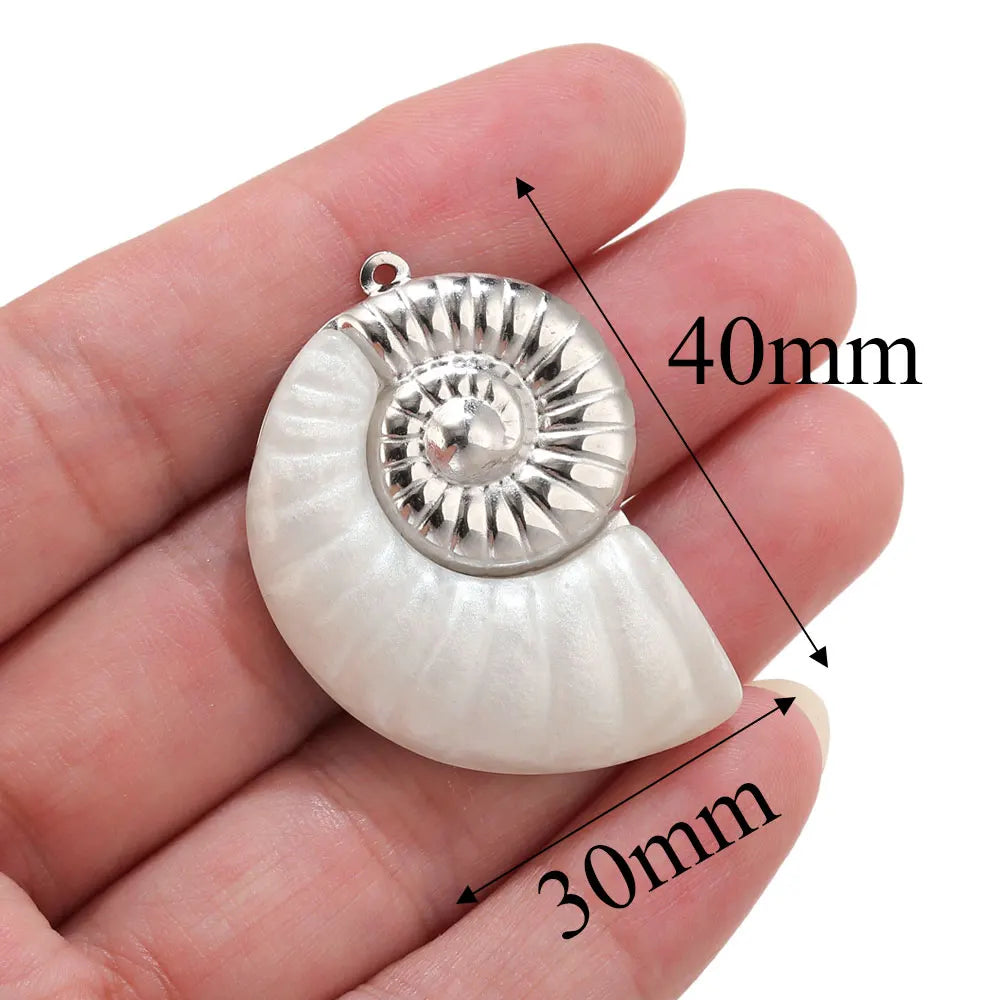 Lot 2 Breloques Coquillage & Étoile de Mer Acier Inoxydable — Pendentifs Bijoux Plage Fait Main