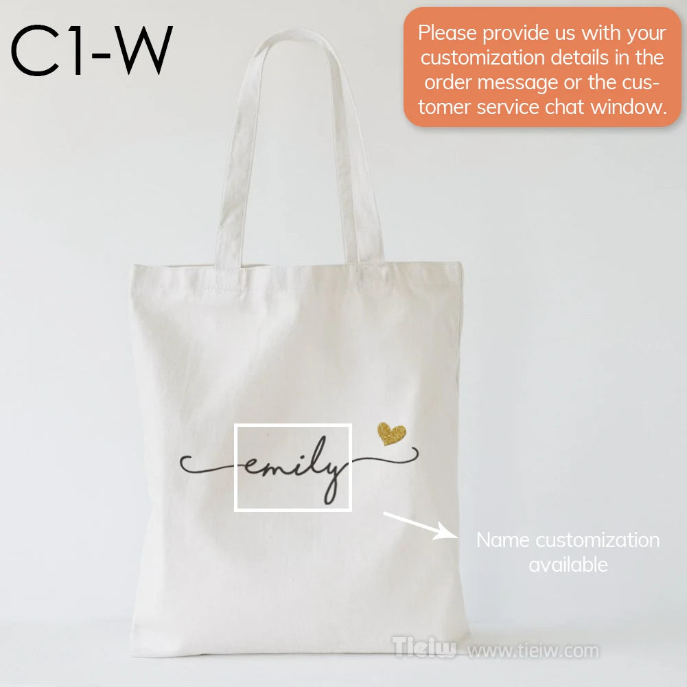Tote Bag Personnalisé Prénom & Cœur — Sac Canvas Éco-Responsable Cadeau Mariage & Anniversaire