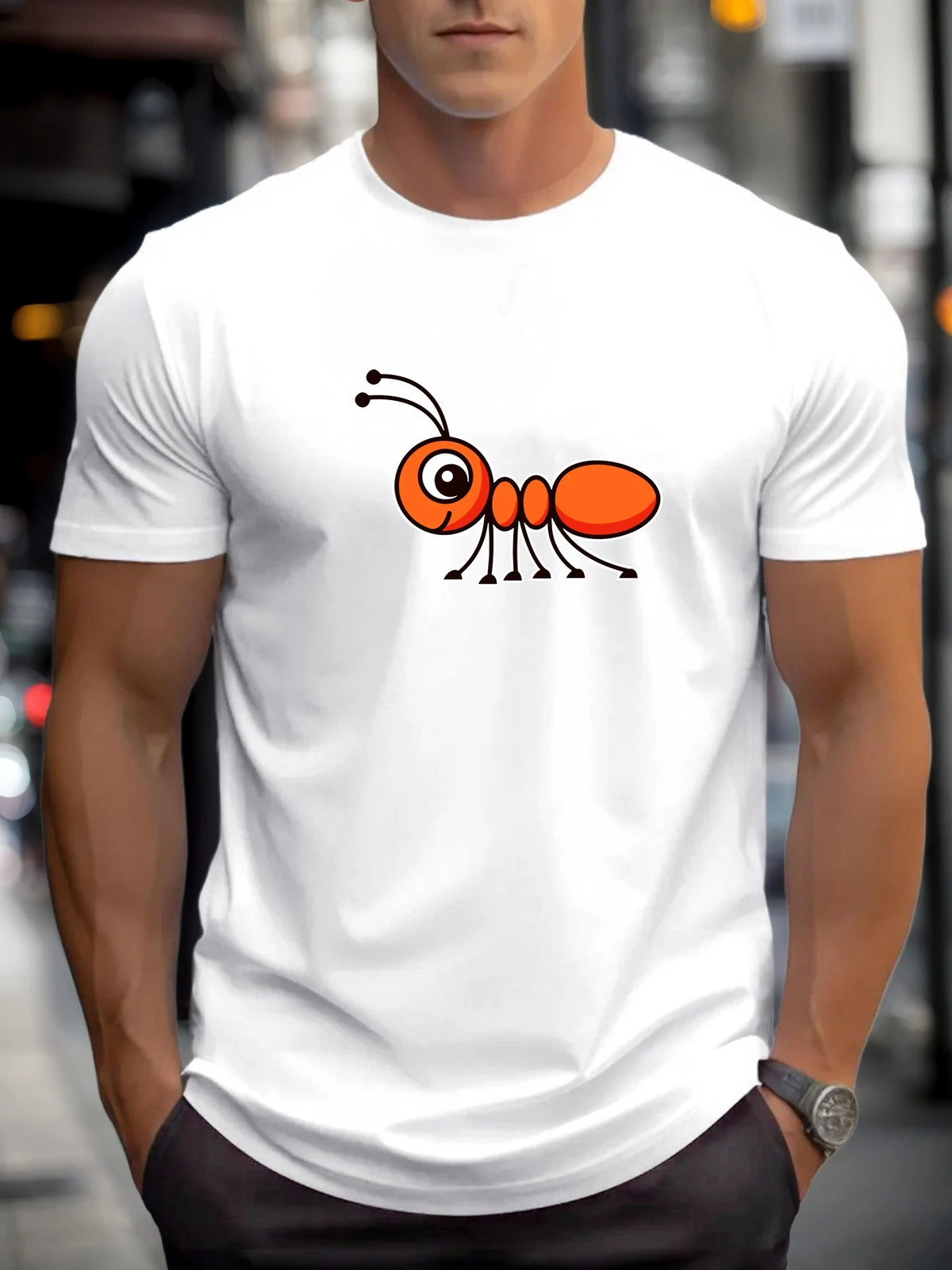 T-Shirt Homme 100% Coton Imprimé Graphique – Col Rond, Style Casual
