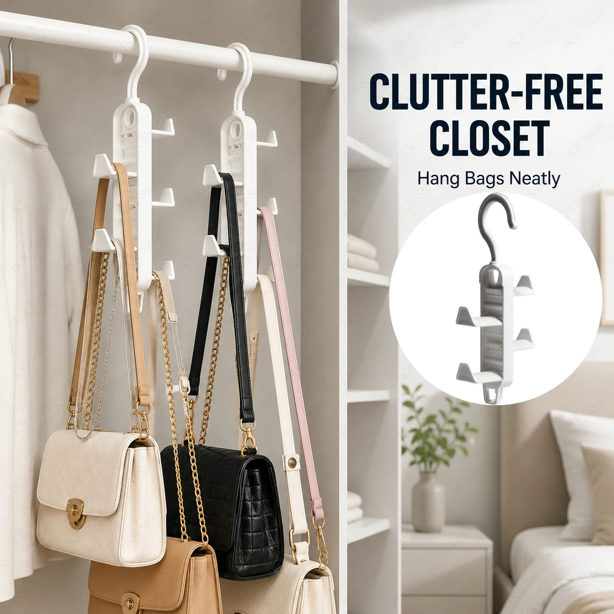 Rack Suspendu Porte-Sacs Armoire — Organiseur Chapeaux Écharpes Gain de Place