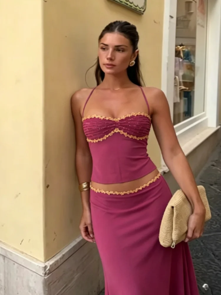 Ensemble Sequins Cami Top & Jupe Slim — Tenue Soirée Femme